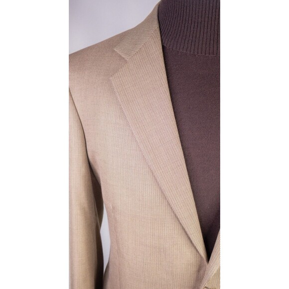 Stafford Sport Coat Blazer Mens 42L Beige Houndstooth Jacket Blazer Silk/Wool - Picture 5 of 14
